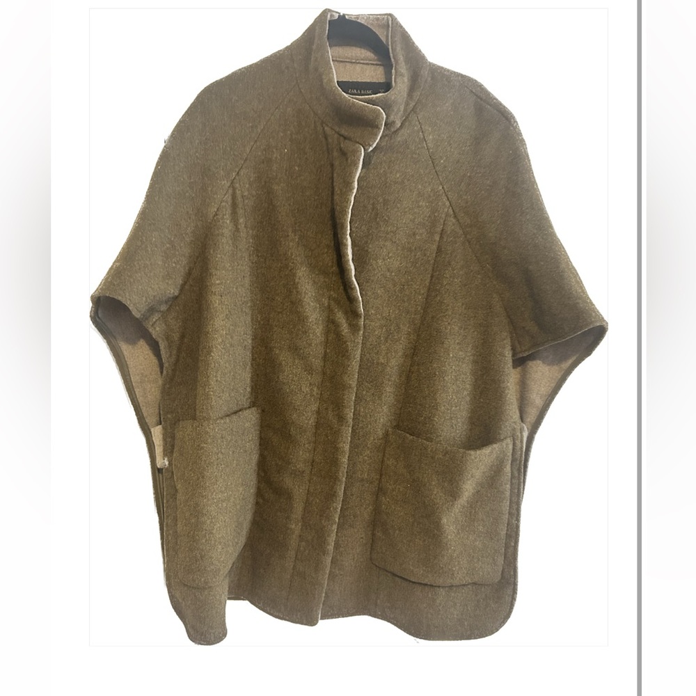 Zara Olive Green Cape Coat